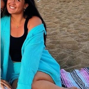 Aerie Light Blue Textured Shorts